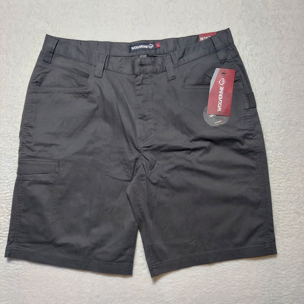 Wolverine Carbur Shorts Mens 38 Charcoal New Stretch Fit UPF 50 Utility W1207000